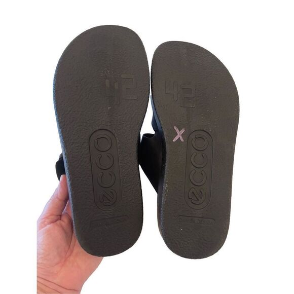 Ecco Flowt Fluxe Mens Black Classic Leather Buckle Slide Sandals Size 8.5 - Picture 4 of 16